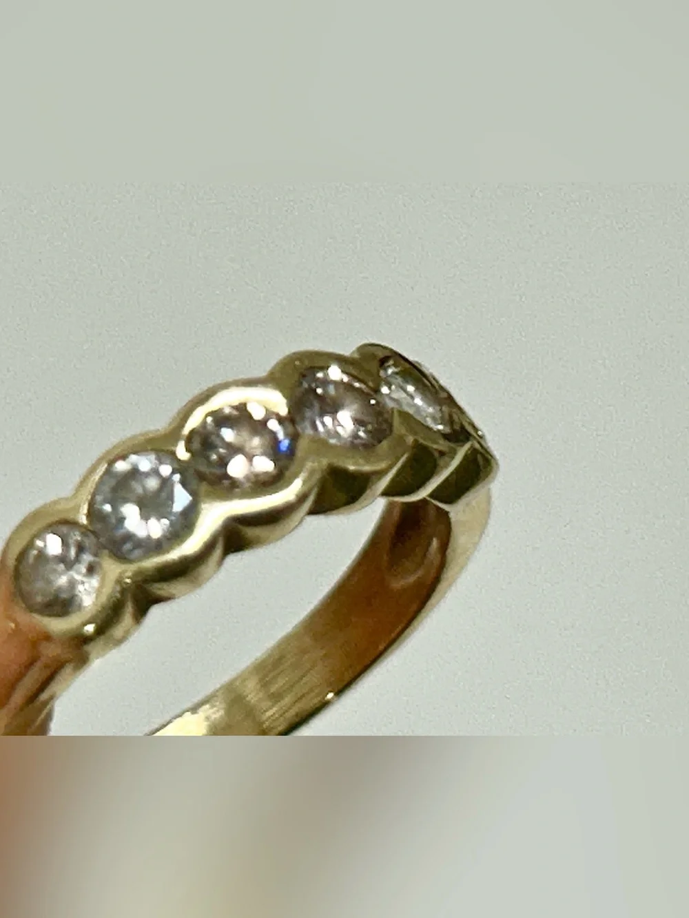 Vintage 14 Karat Gold 6 Bezel Set Diamond Ring